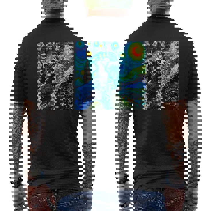 シュナウザー 面白いtシャツ 犬 ゴッホ 星月夜 かわいい メンズ 子供 おもしろ 服 グッズ ネタ メンズTシャツ バックプリント