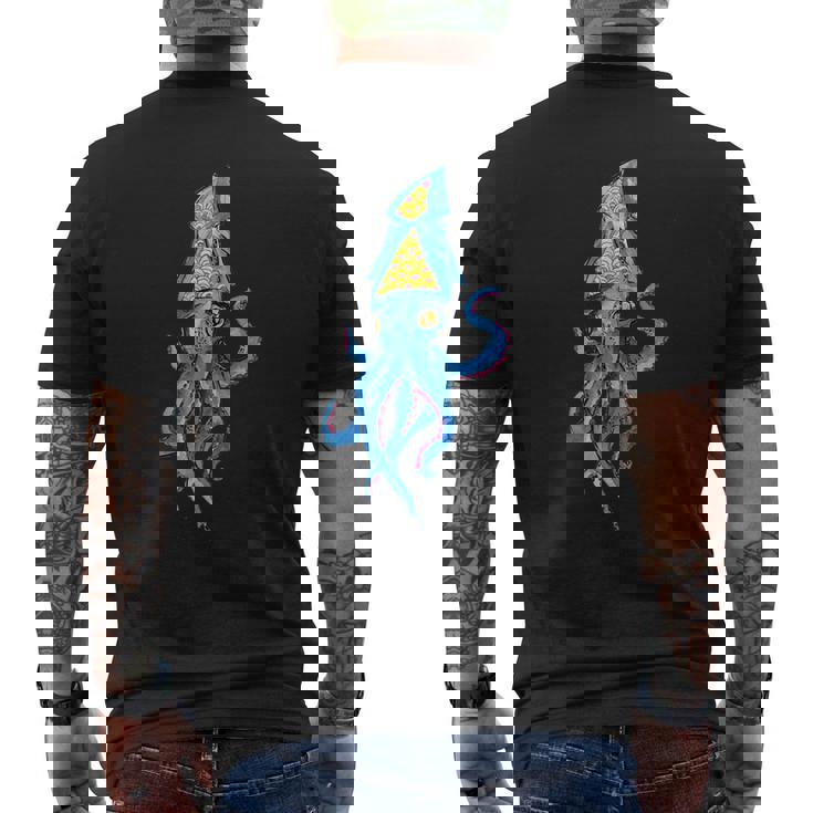 シュールリアルブルーイカ メンズTシャツ バックプリント