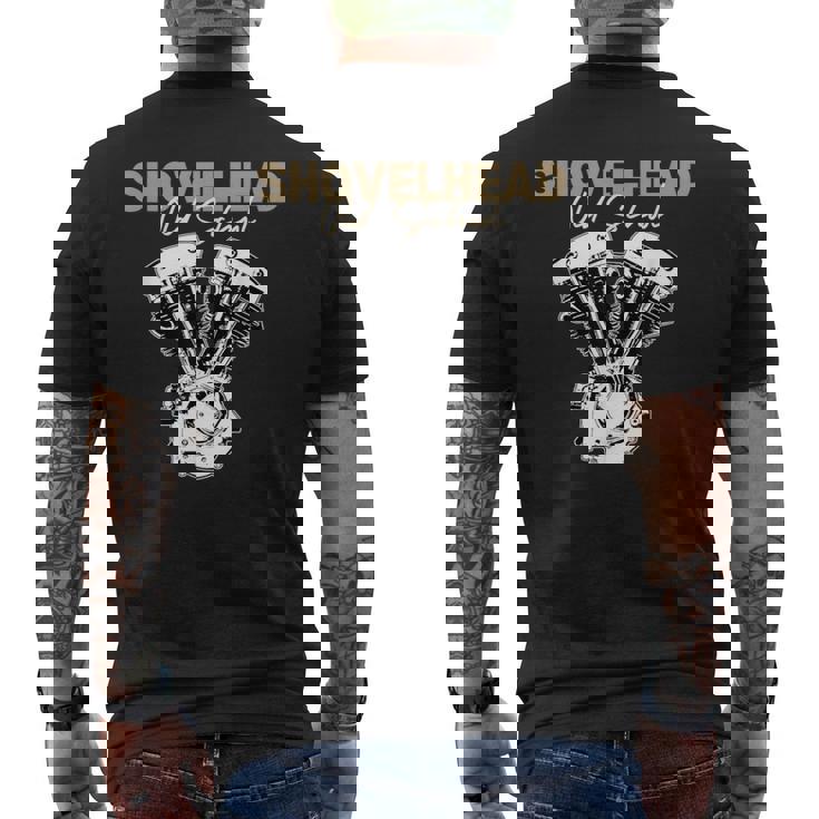 ショベルヘッド チョッパー ボバー オートバイ バイカー オールドスクール Hd メンズTシャツ バックプリント