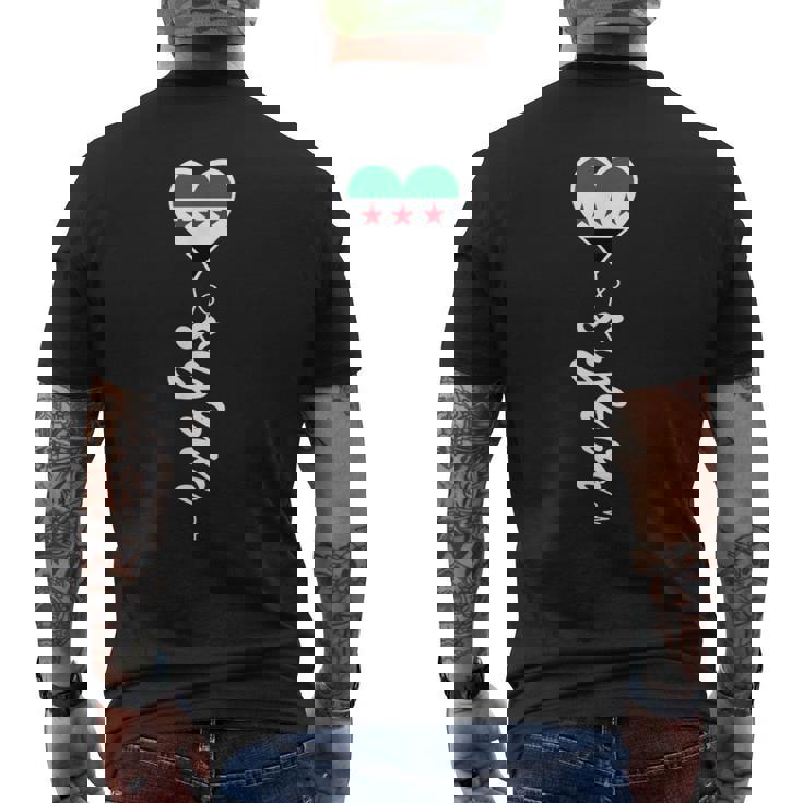 シリア国旗 ダマスカス シリア国旗 I Loveyria メンズTシャツ バックプリント