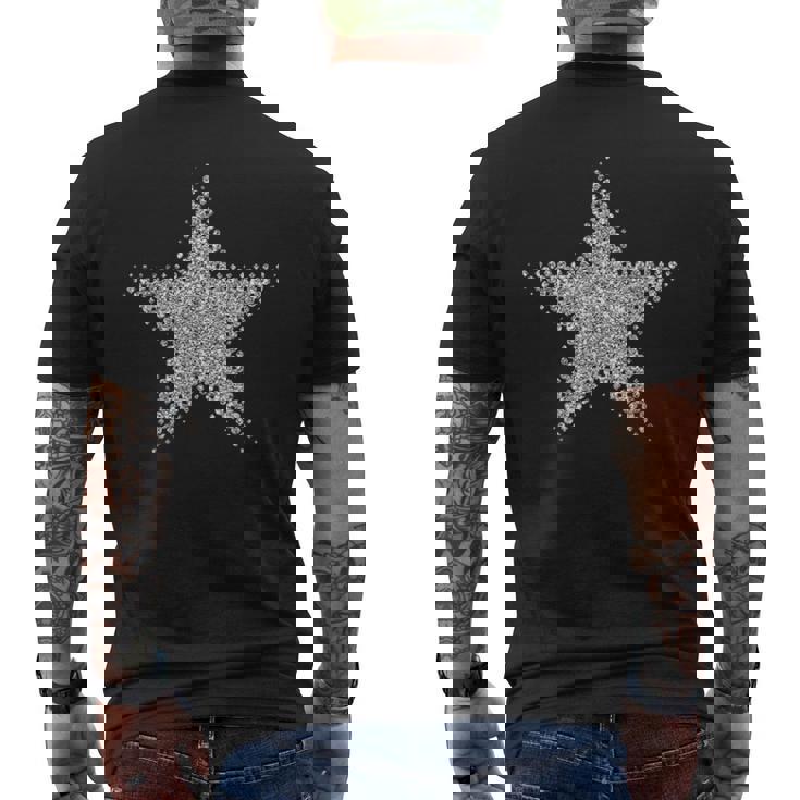 シルバー 星 5つの突起 メンズTシャツ バックプリント