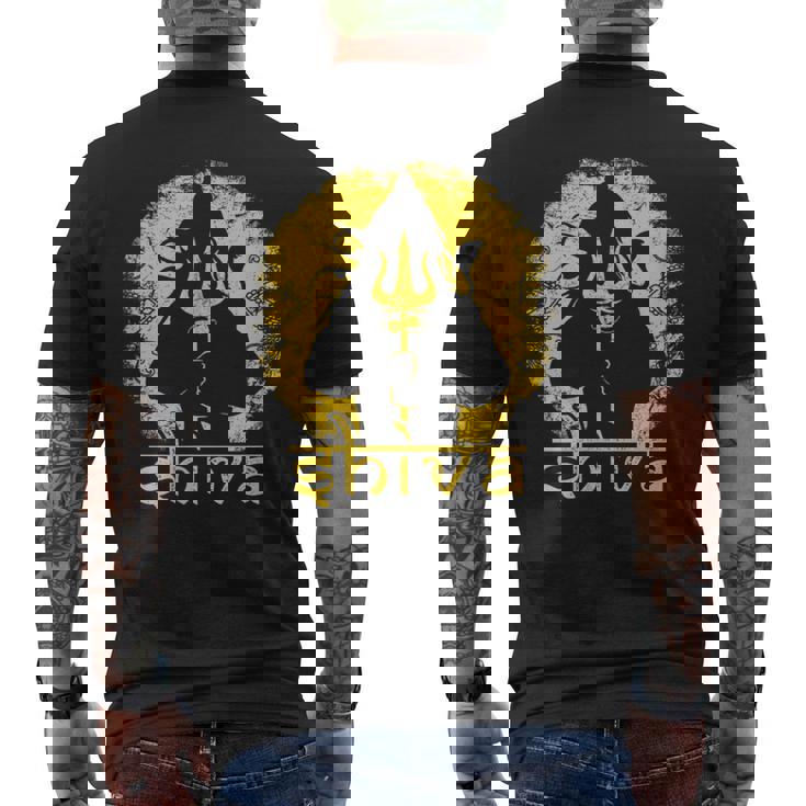 シヴァ 神聖なトライデントデザイン 男性用 ヒンズー教の神 シヴァ神 メンズTシャツ バックプリント