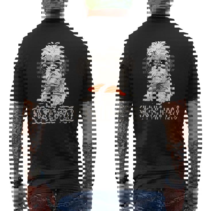 シーズー寿司 すしーず 犬 おもしろい しーず 寿司好き犬 メンズTシャツ バックプリント