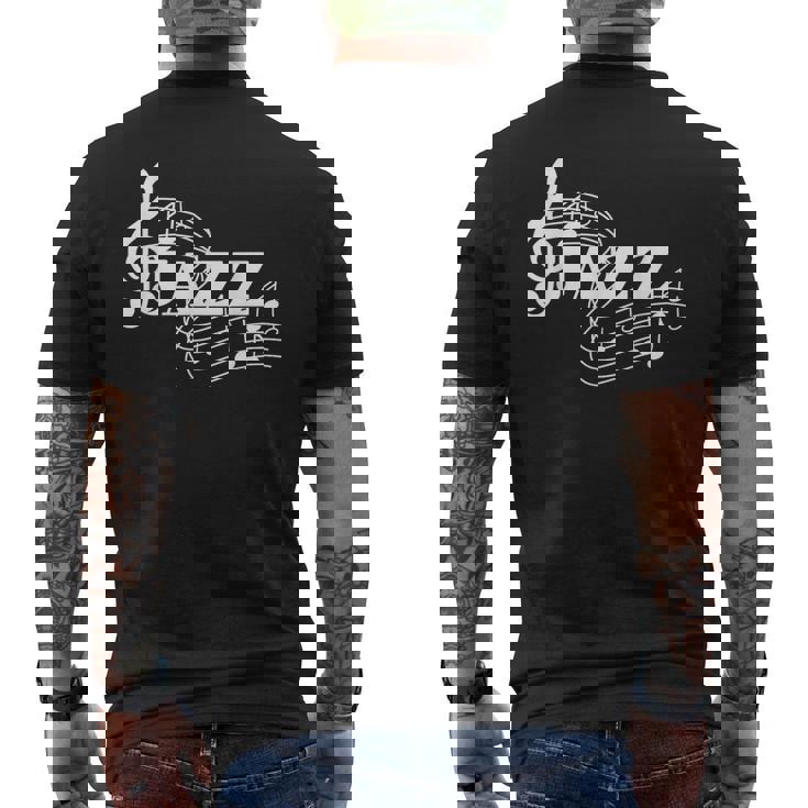 ジャズミュージシャン 楽譜 ジャズノート メンズTシャツ バックプリント