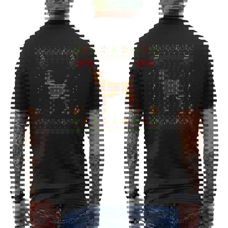 ジャックラッセルテリア レッド 格子柄 犬 アグリークリスマスセーター メンズTシャツ バックプリント