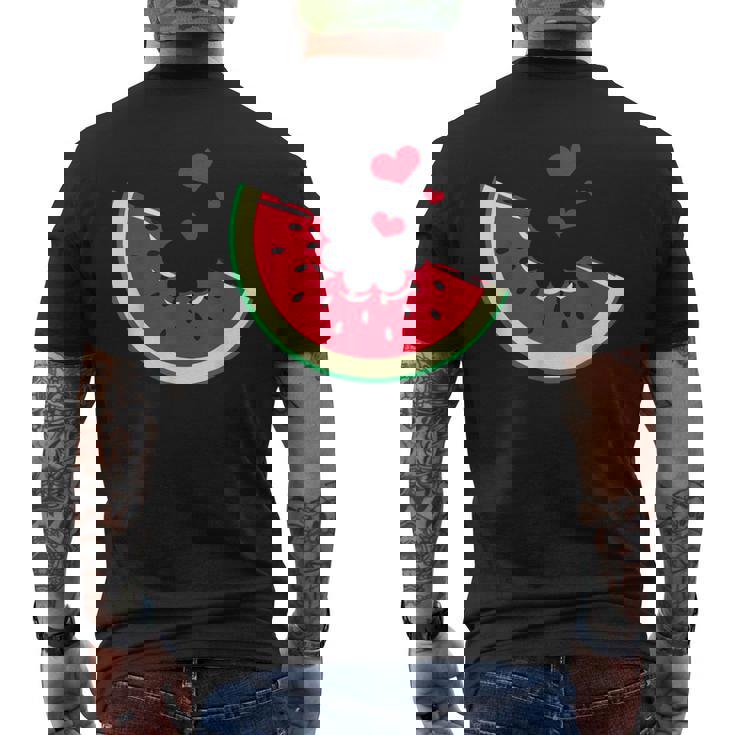 スイカ スライス メロン 夏休み シーズン フルーツ愛好家 メンズTシャツ バックプリント