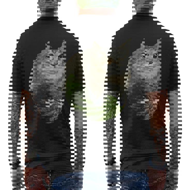 スイカ猫ミーム メンズTシャツ バックプリント