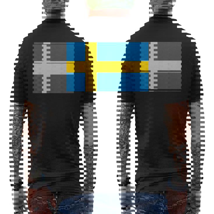 スウェーデンの国旗 メンズTシャツ バックプリント