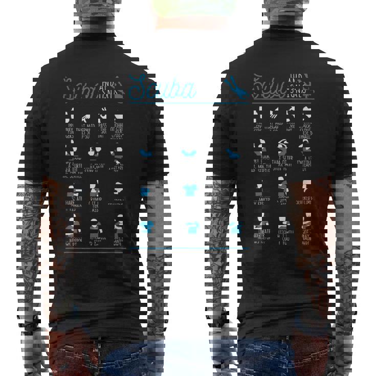 スキューバハンドシグナル チーム 面白いダイバーサイン ダイビングインストラクター メンズTシャツ バックプリント