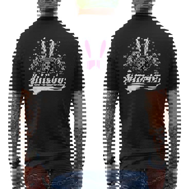 スキーポケット スキー ハザル スキー ゴーグル Apres スキー スキー ウサギ メンズTシャツ バックプリント