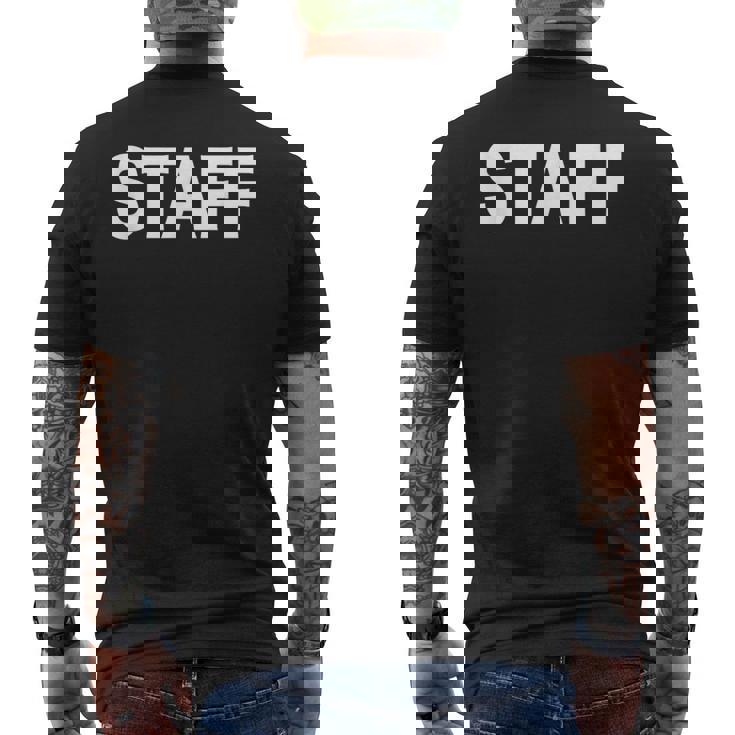 スタッフtaff ユニフォーム（ホワイト 白）【ワーク・イベント】係員・警備 衣装 文字 メンズTシャツ バックプリント