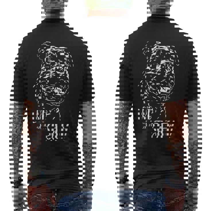 スタッフォードシャー・ブル・テリア 愛されるスタッフィー・ドッグのことわざ メンズTシャツ バックプリント