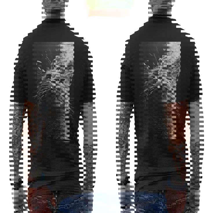 スモーキング 猫 ミーム 大人 ユーモア ノベルティ グラフィック メンズTシャツ バックプリント