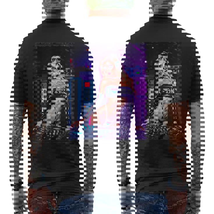 セクシーガールedmシャツメンズ–セクシーブロンドdjレイブ メンズTシャツ バックプリント