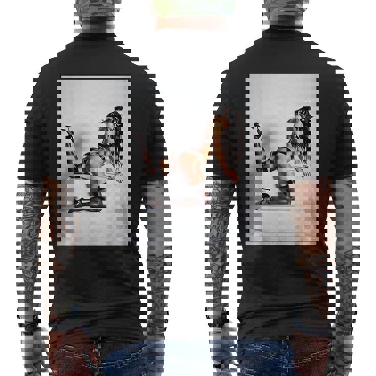 セクシーガールグラフィックtシャツ マスクのセクシーなファッションモデル メンズTシャツ バックプリント