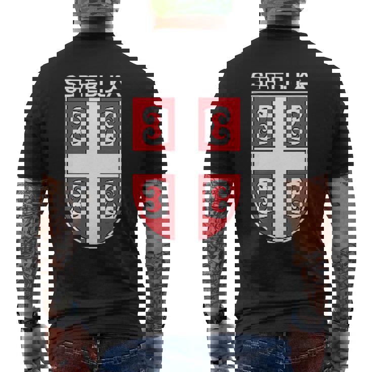 セルビアクロスシールドセルビアアーム。 メンズTシャツ バックプリント