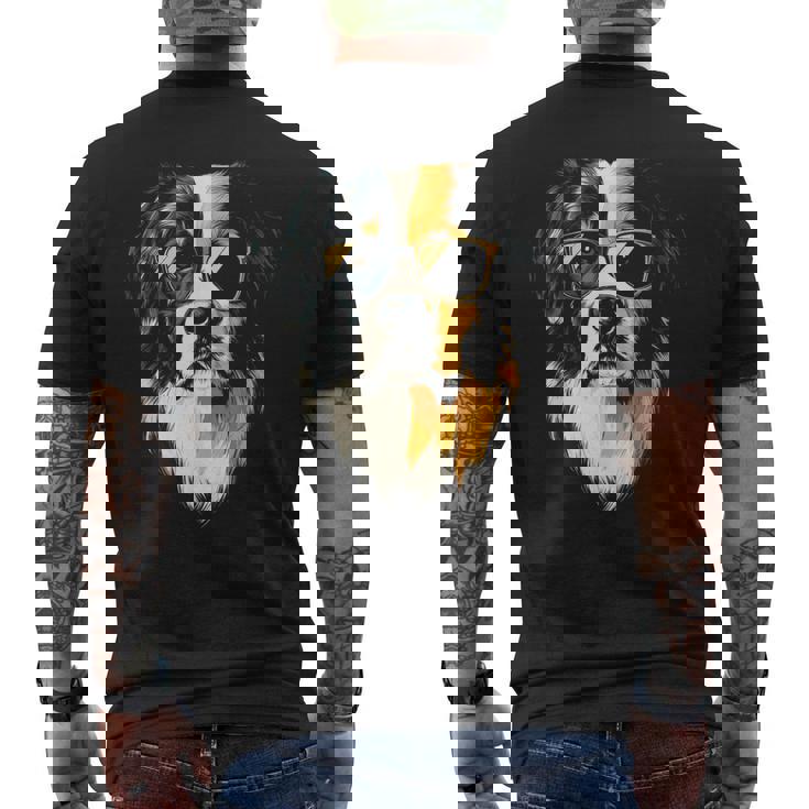 セントバーナード 犬 グラフィック ペット アートワーク セントバーナード メンズTシャツ バックプリント