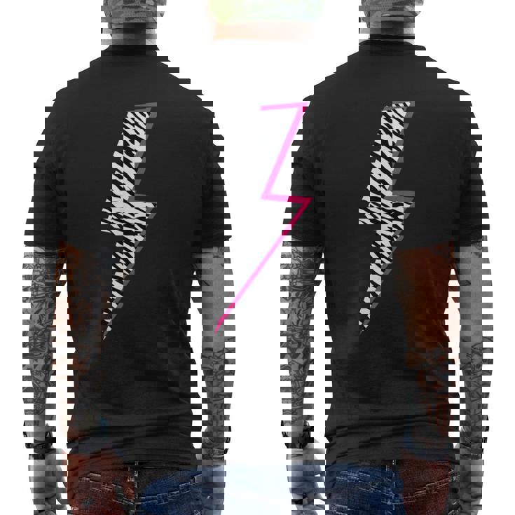 ゼブラ ピンク 稲妻 メンズTシャツ バックプリント