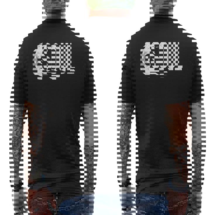 ソウルレコード ジャズ ファンク ターンテーブル ビニールミュージック サクソフォン ピアノ メンズTシャツ バックプリント