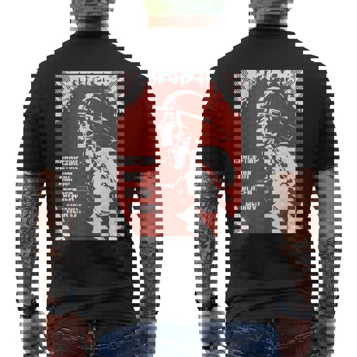 ソビエト連邦 ワーキングクラス プロパガンダポスター Cccp メンズTシャツ バックプリント