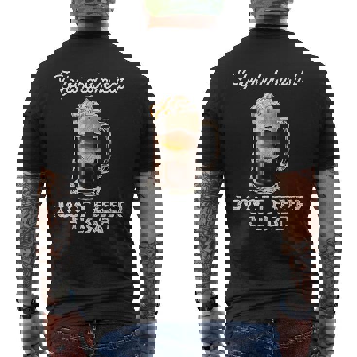 ソーダ愛好家のためのかわいいルートビアフロート格言 メンズTシャツ バックプリント