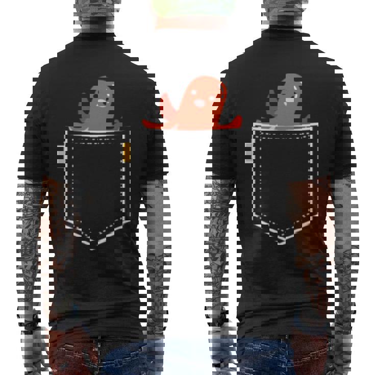 タコ ウインナー タコ 勝者 食べ物 イラスト ポケット デザイン かわいい 面白い 長袖tシャツ メンズTシャツ バックプリント