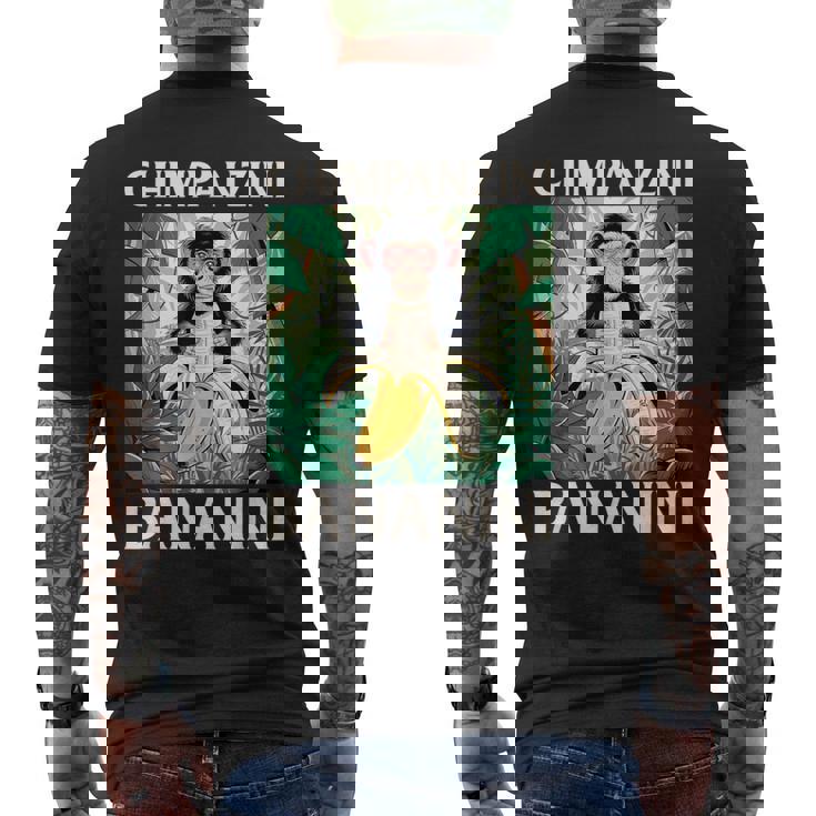 チンパンジーニ バナニーニ イタリアン ブレイン ロート ミーム メンズTシャツ バックプリント