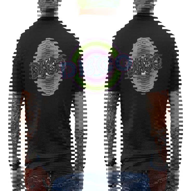 ディスコビニールレコード メンズTシャツ バックプリント