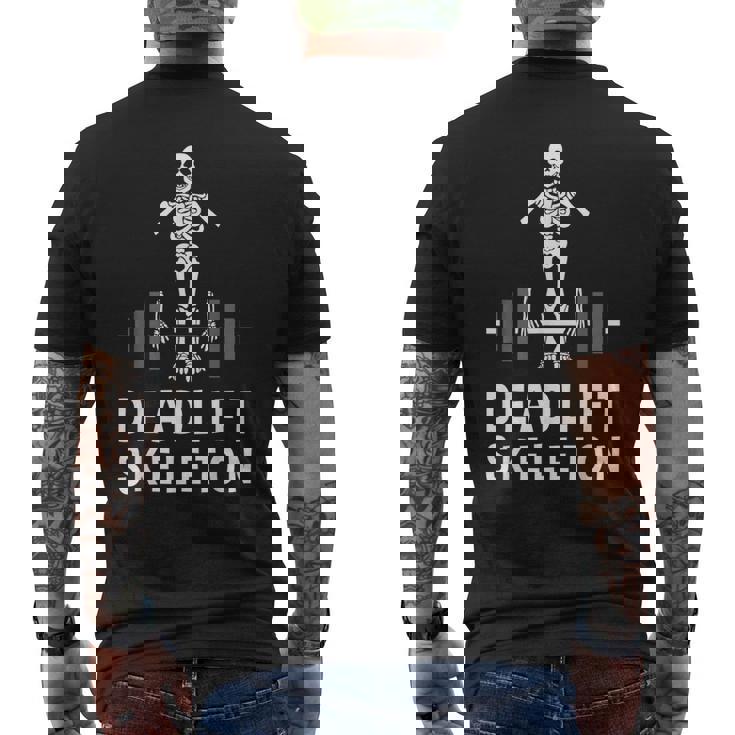 デッドリフトスケルトン-面白いジム メンズTシャツ バックプリント