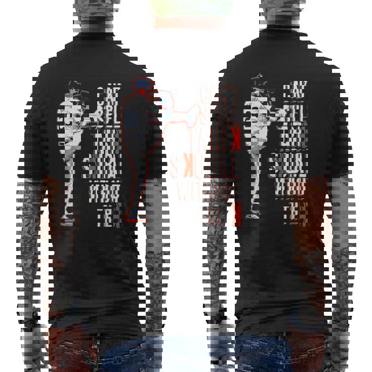 デトロイト・タリック・スクーバル-Kなしではスクーバルは綴れない メンズTシャツ バックプリント