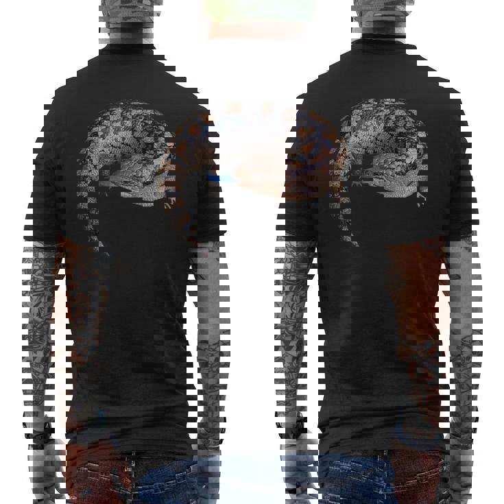 トカゲブルータンペットトカゲ爬虫類 メンズTシャツ バックプリント