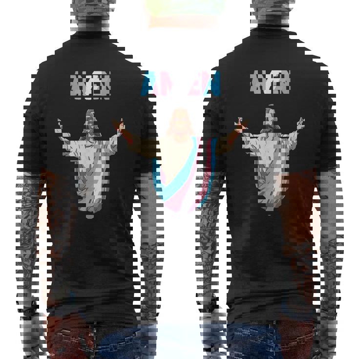 トランスジェンダー・ジーザス 誇りをもって信じ、信仰する。 メンズTシャツ バックプリント