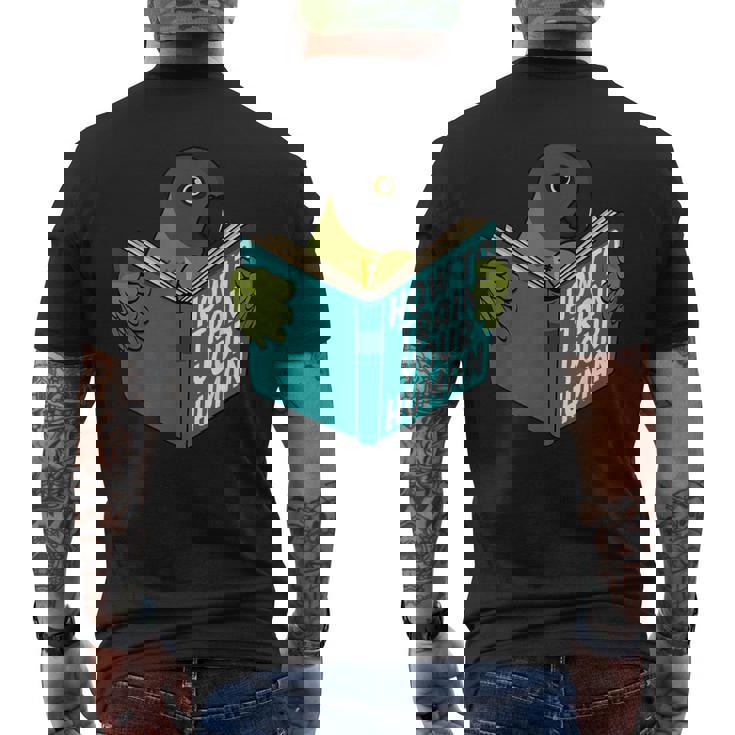 トレイン・ユア・ヒューマン I ブック・パロット I セネガルオウム メンズTシャツ バックプリント