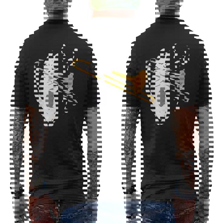 トロンボーン奏者 猫 トロンボーン奏者 音楽好き メンズTシャツ バックプリント