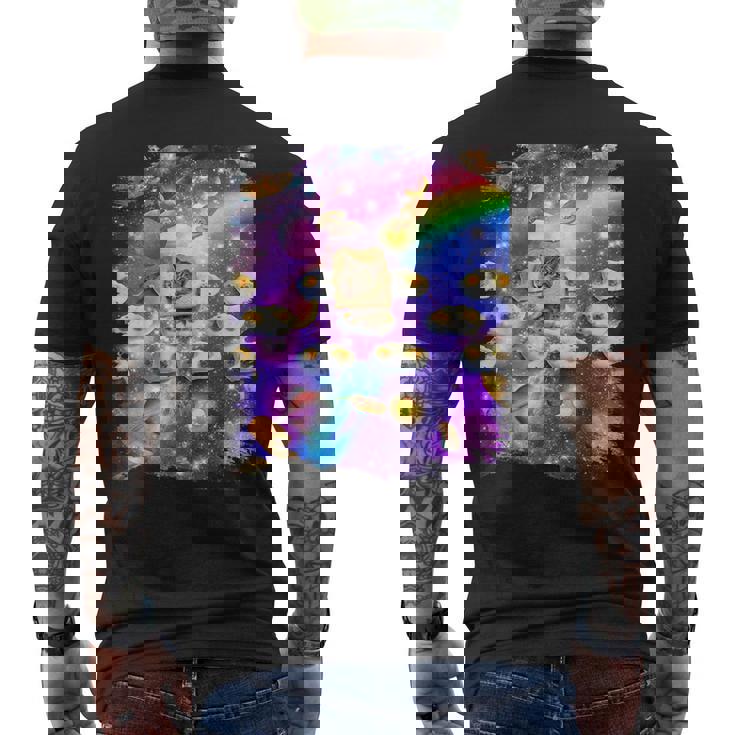 トーストスペース 猫 パンローフキャット レインボーギャラクシー メンズTシャツ バックプリント