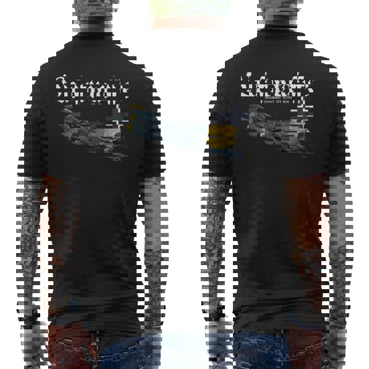 ドイツ戦闘機 I ドイツ軍のウォーバード I ドイツ空軍 第二次世界大戦 メンズTシャツ バックプリント