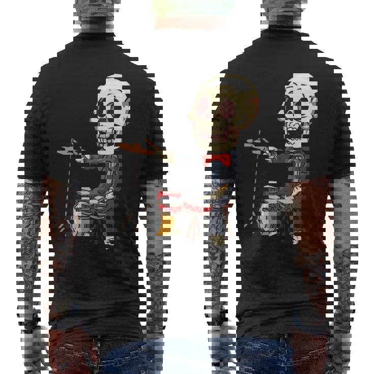 ドラミング スケルトン ドラム プレーヤー ドラマー パーカッション ドラム 長袖tシャツ メンズTシャツ バックプリント