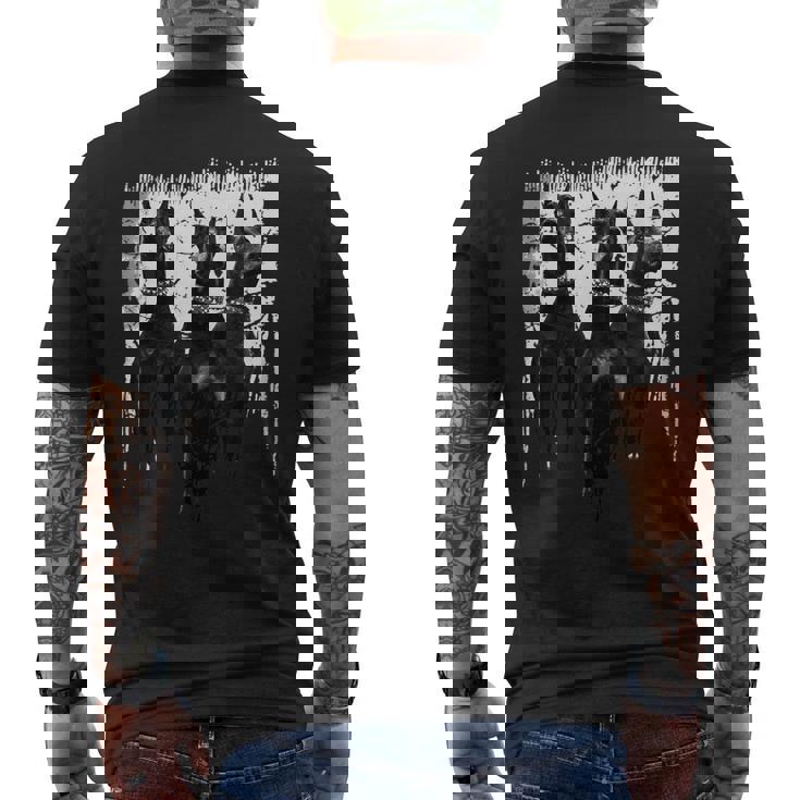 ドーベルマン・ピンシャー 黒と白の犬の恋人 メンズTシャツ バックプリント