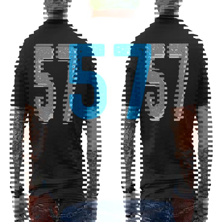 ナンバー 57 スポーツブルーナンバー メンズTシャツ バックプリント