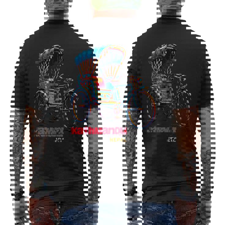 ネパール 自転車 リッチショウ お土産 ネパール カトマンズ メンズTシャツ バックプリント