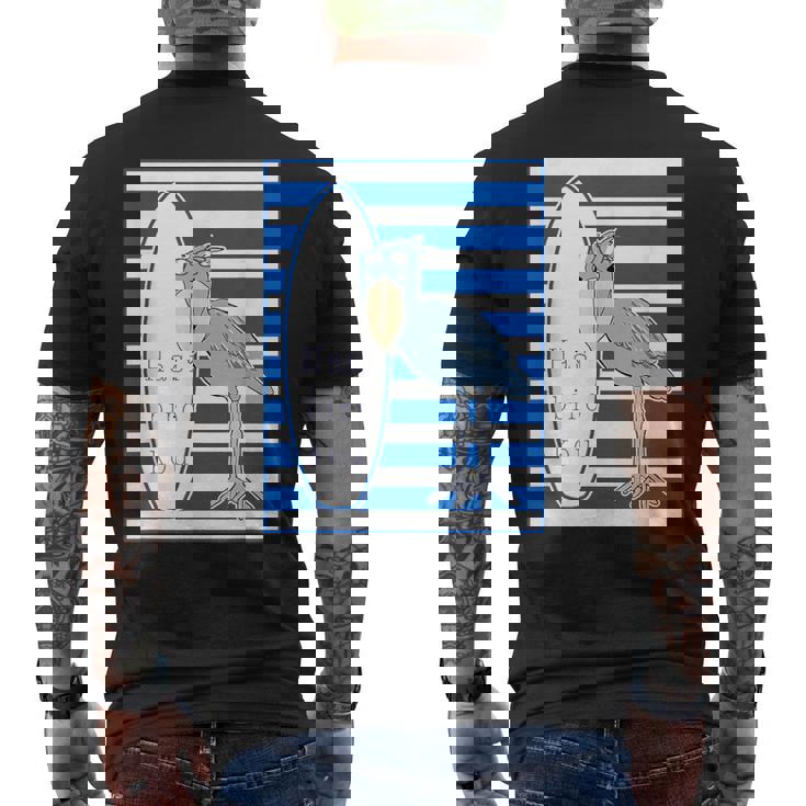 ハシビロコウさん 『サーフサイド・ボーダー』【どうぶつフレンズ】 サーファー／サーフボード 夏・面白 メンズTシャツ バックプリント