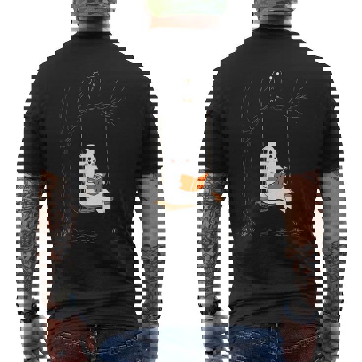 ハロウィン おばけ 読書 かわいい マジカル 本 恋人 本の虫 メンズTシャツ バックプリント