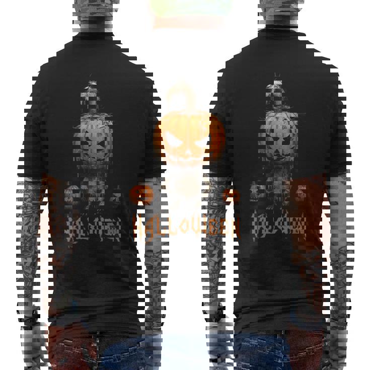 ハロウィン不気味なパンプキンシャツ メンズTシャツ バックプリント