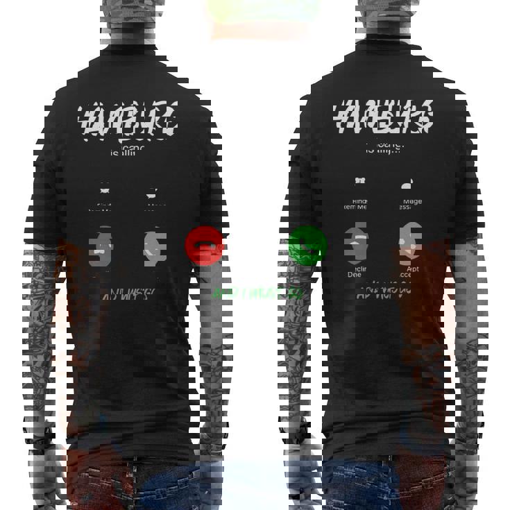 ハンブルクが呼んでいて、私はドイツ旅行に行かなければならない 長袖tシャツ メンズTシャツ バックプリント