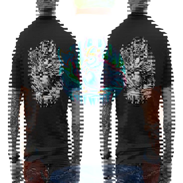 バイキング ペンギン ヘルメット 斧 ポーラーライト メンズTシャツ バックプリント