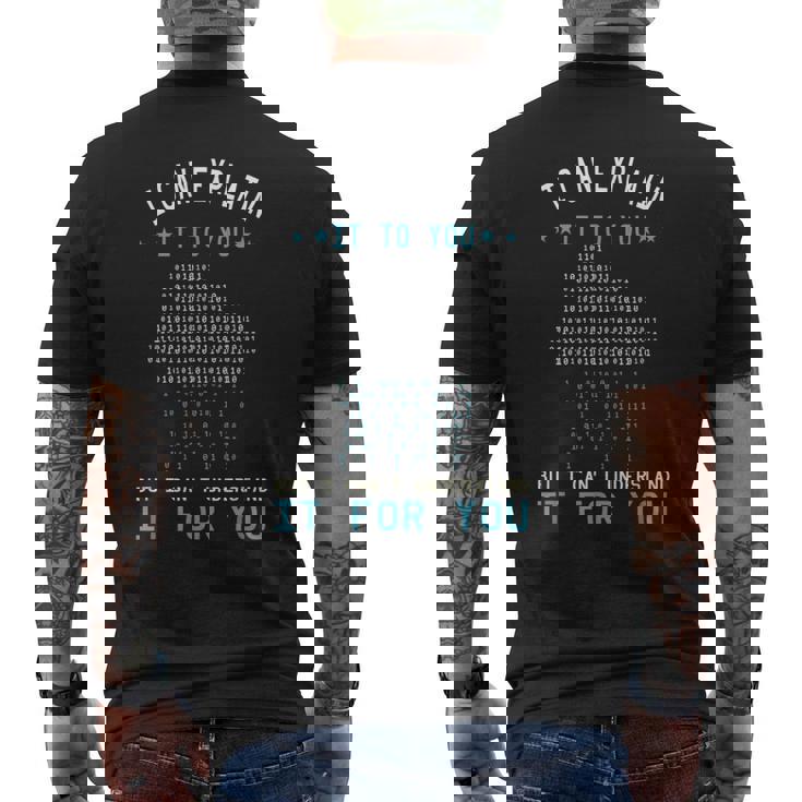 バイナリコーディング I Can Explain It コンピューターコーディングプログラマー メンズTシャツ バックプリント