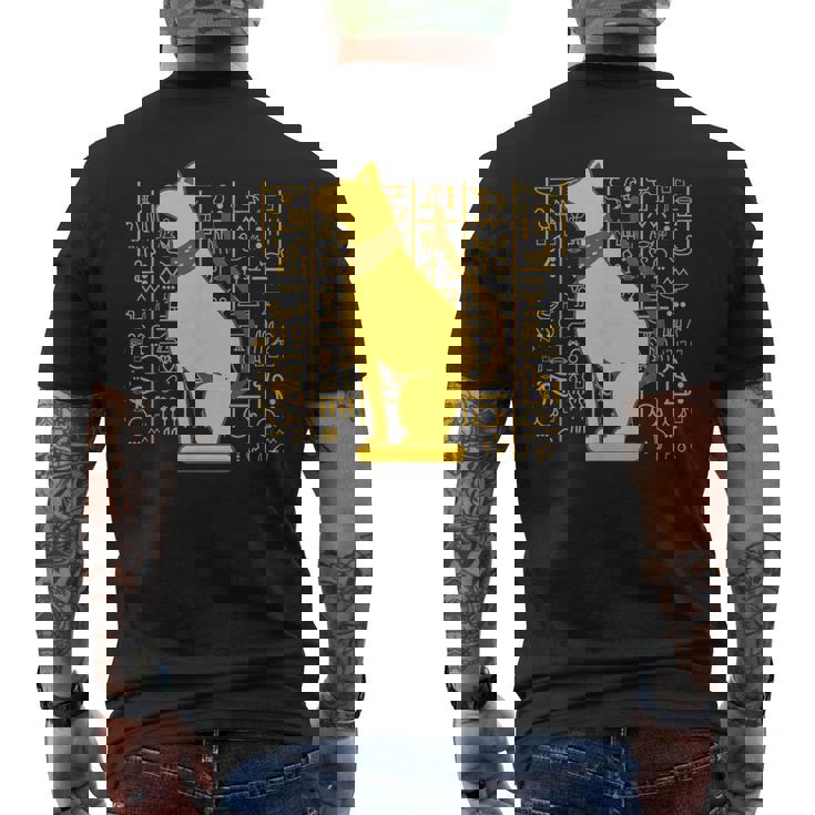 バステット 古代エジプト 猫 神 ヒエログリフ グラフィックアート 恋人 メンズTシャツ バックプリント