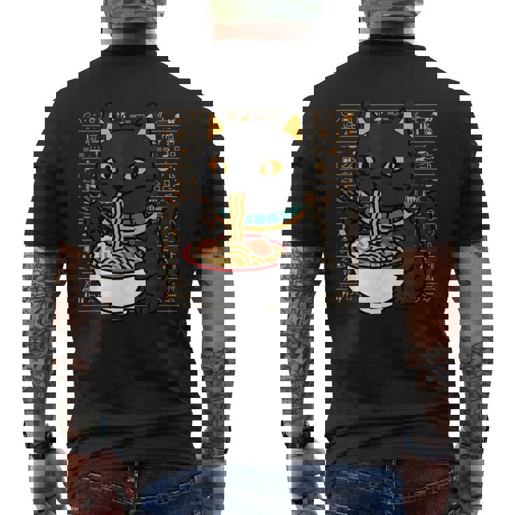 バストキャット ラーメン エジプト エジプト神話 女神バステット メンズTシャツ バックプリント