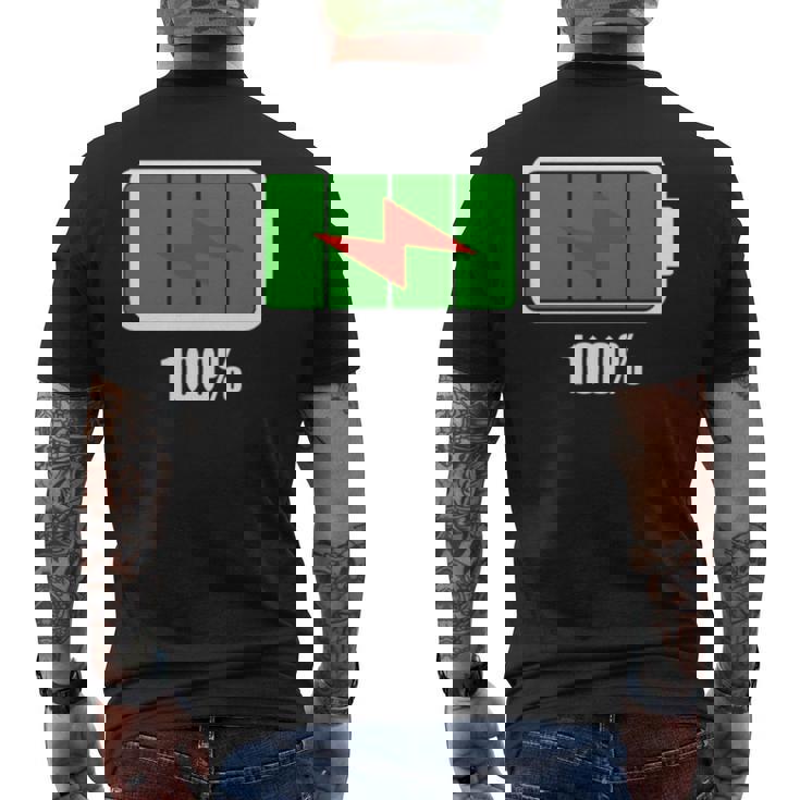 バッテリー100シャツ残量バッテリーフルパワーバッテリーフル。 長袖tシャツ メンズTシャツ バックプリント
