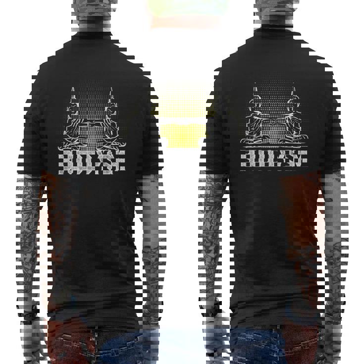 メンズ バディフィストバンプバディズム仏教フレンズハッピーブッダ メンズTシャツ バックプリント